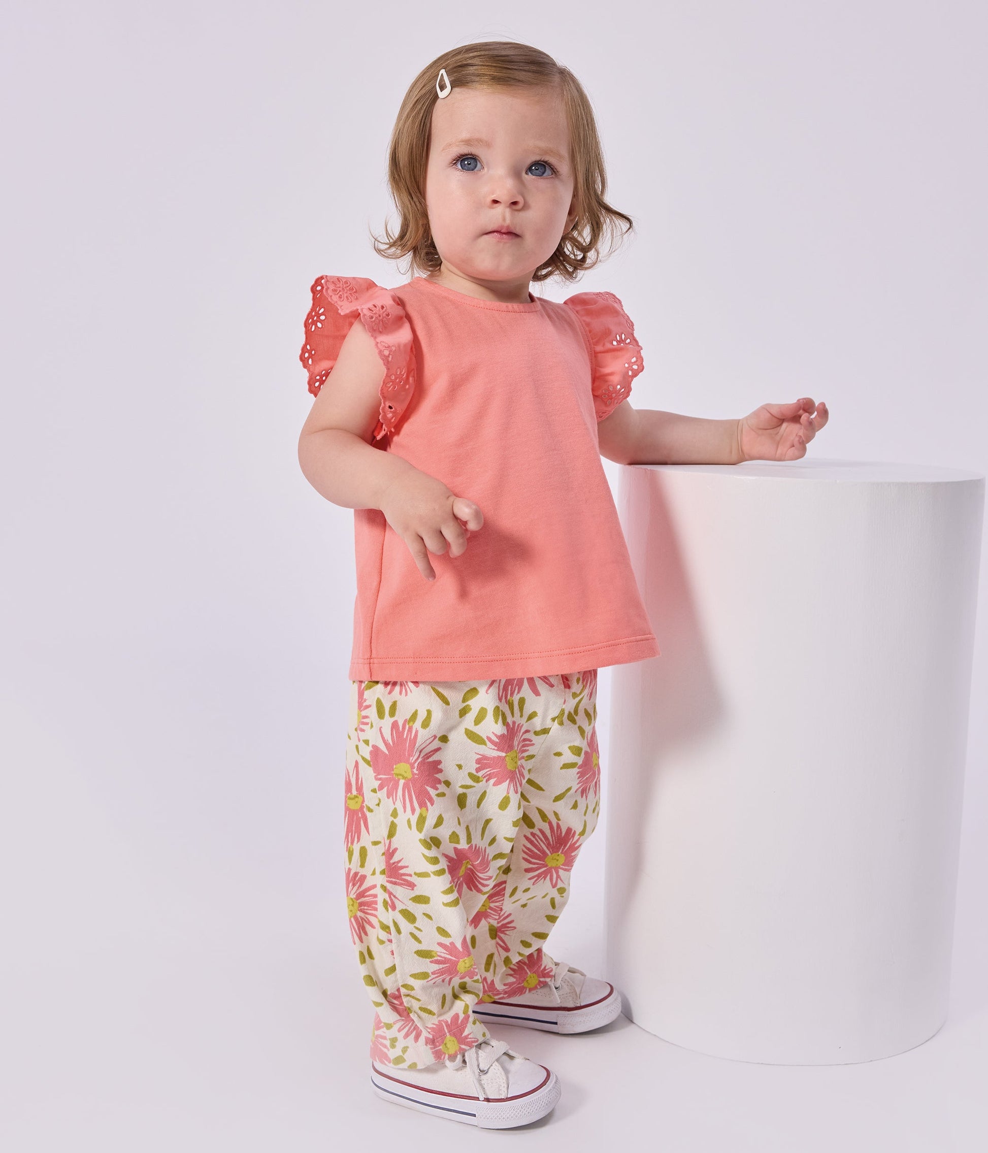 Pantalon bébé en coton imprimé fleurs – J2
