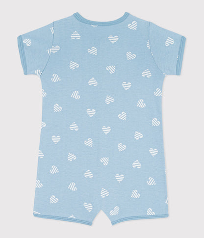 Combinaison courte bébé en coton imprimé cœurs – D1