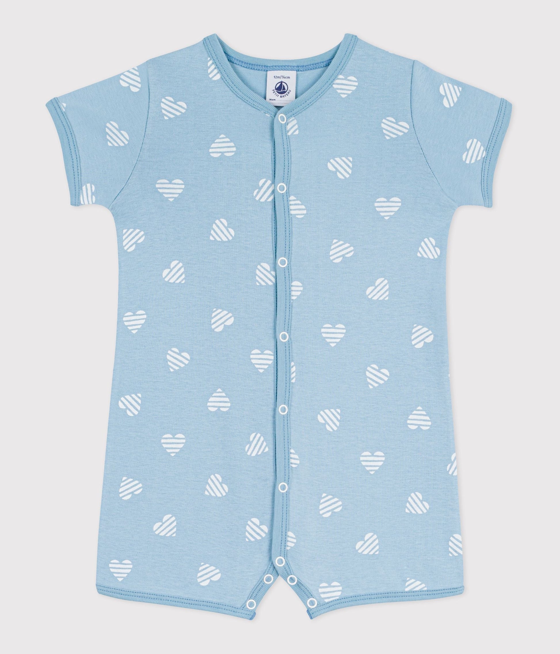 Combinaison courte bébé en coton imprimé cœurs – F1