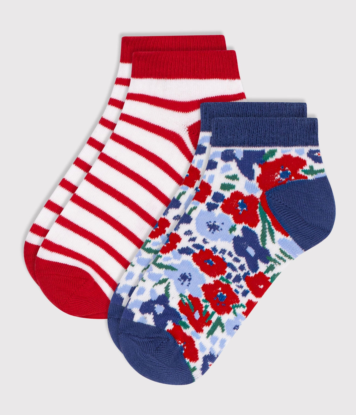 2 paires de chaussettes enfant fille en coton imprimé à fleurs – F1