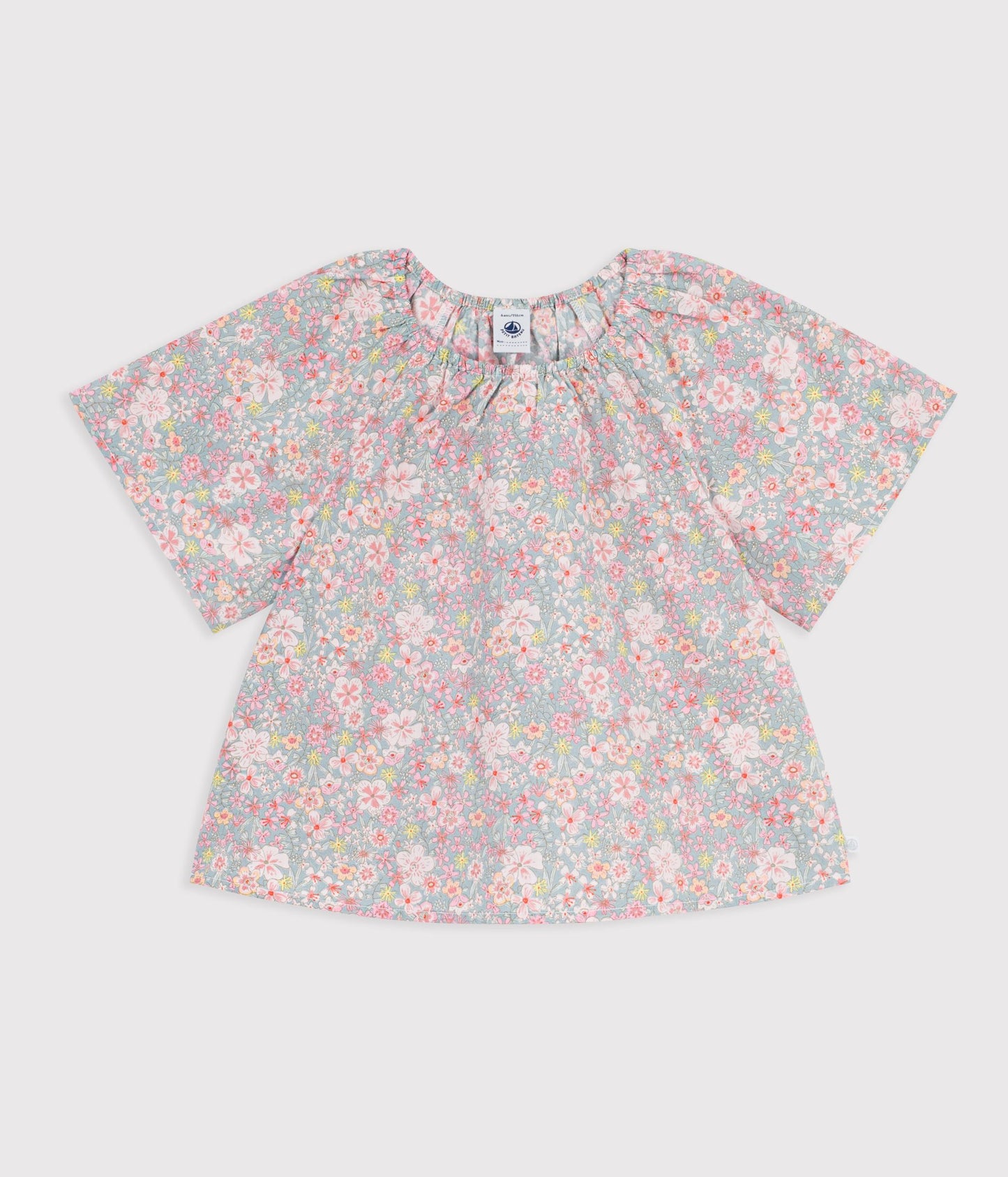 Blouse enfant en coton manches courtes imprimée fleurs