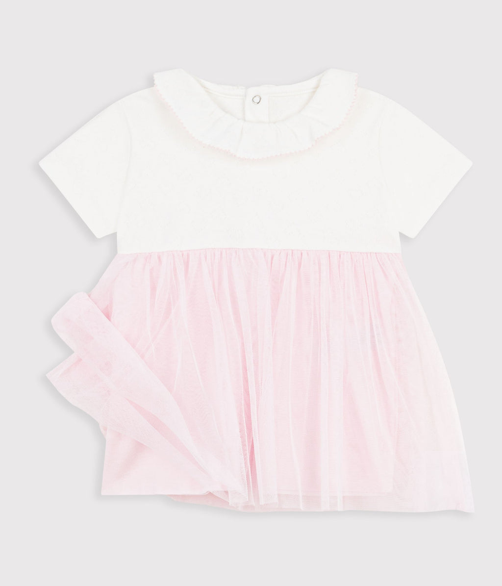 Robe bébé bi-matière manches courtes