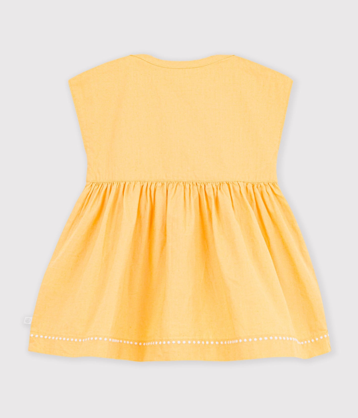 Robe bébé en coton/lin manches courtes unie