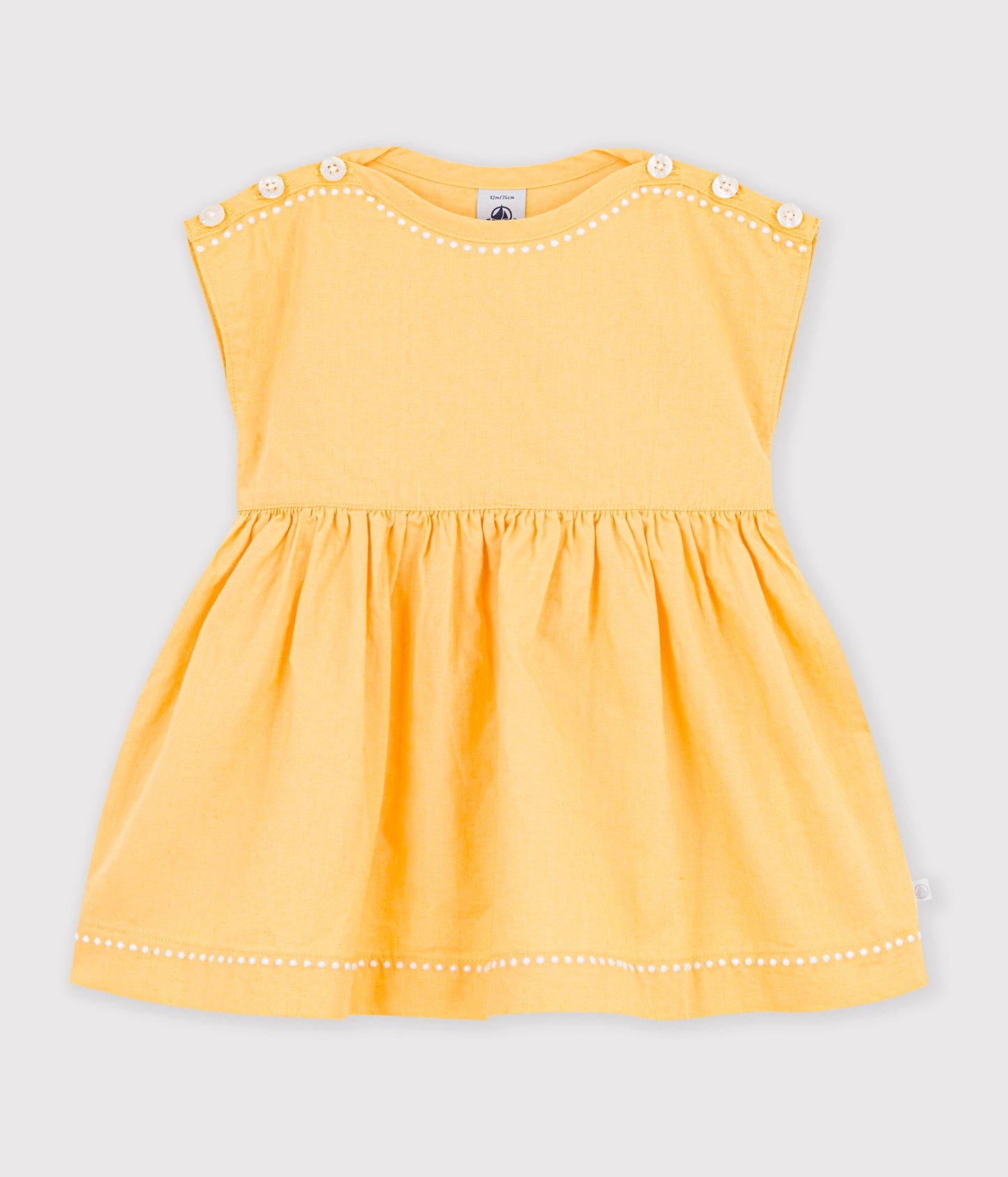 Robe bébé en coton/lin manches courtes unie