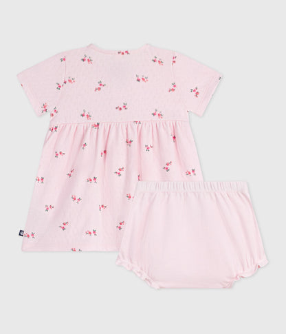Robe bébé en coton imprimé fleurs avec son bloomer – D1