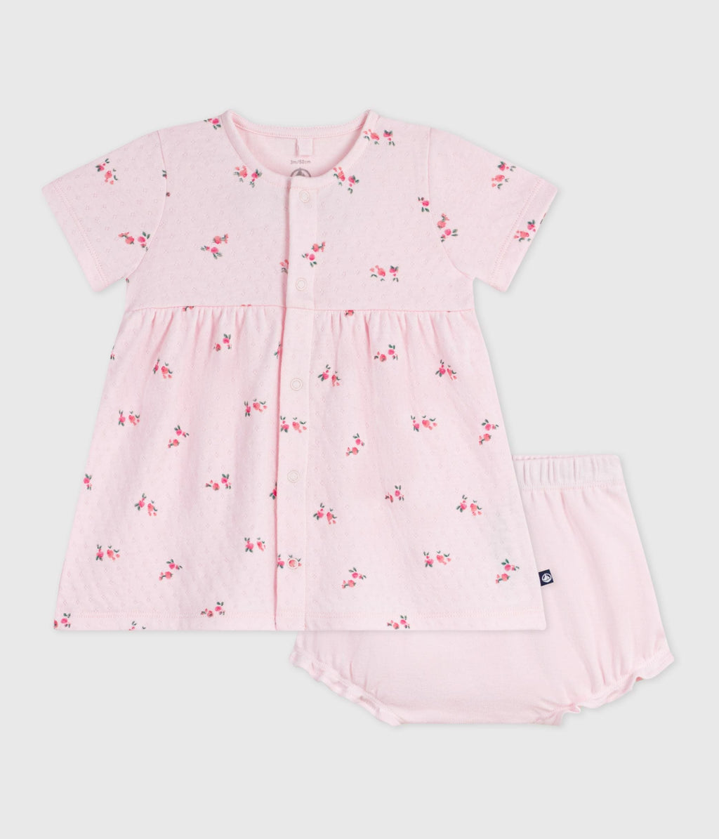 Robe bébé en coton imprimé fleurs avec son bloomer – F1