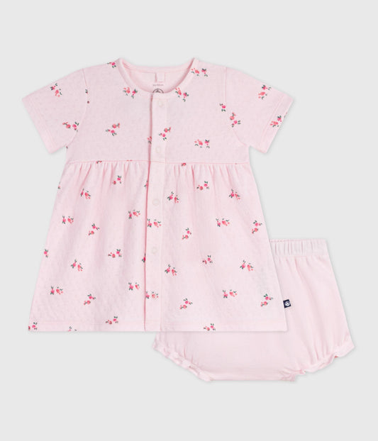 Robe bébé en coton imprimé fleurs avec son bloomer – F1
