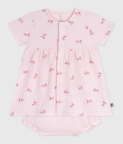 Robe bébé en coton imprimé fleurs avec son bloomer – F2