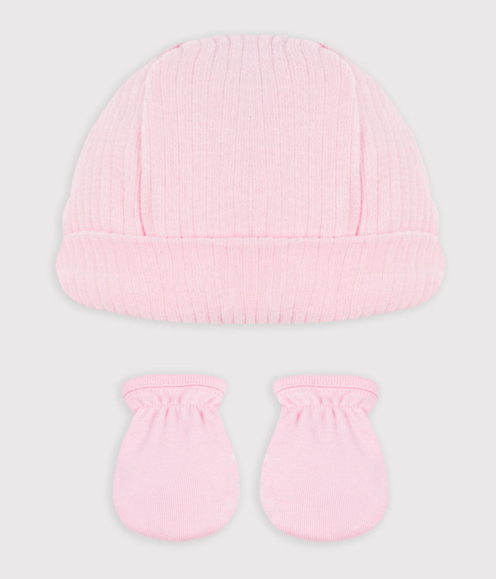 Lot de bonnet et moufles bébé en coton – D1