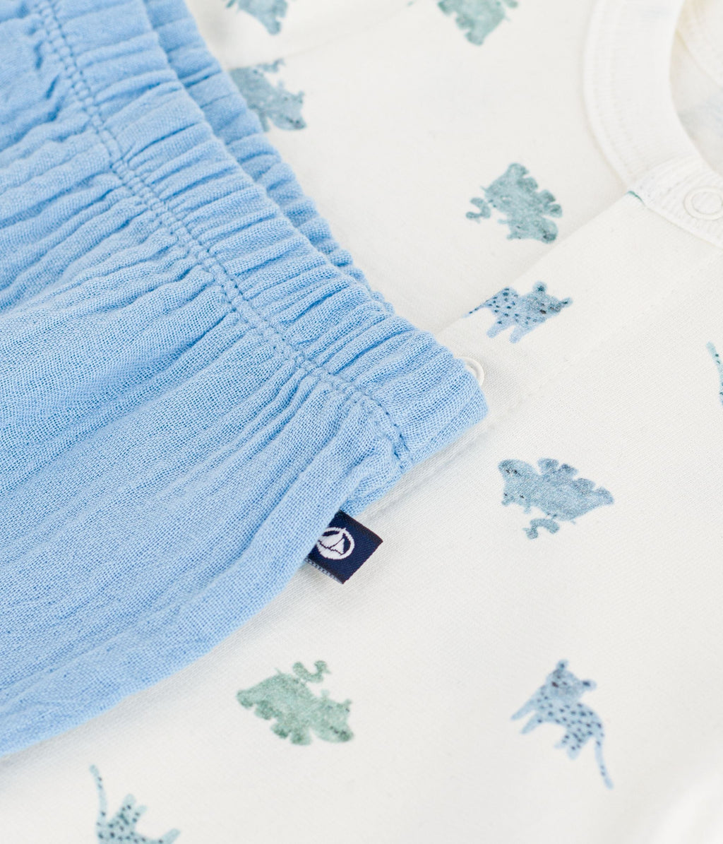 Ensemble court 2 pièces bébé en coton imprimé animaux – Z1