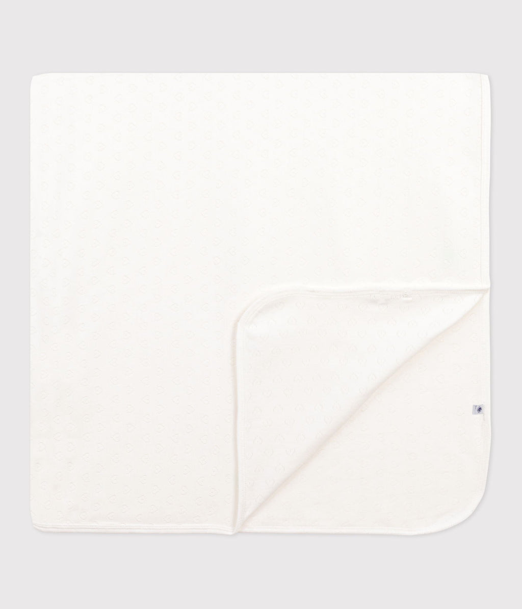 Couverture légère naissance en coton ajouré cœur uni – F2