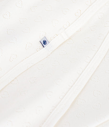 Couverture légère naissance en coton ajouré cœur uni – Z1