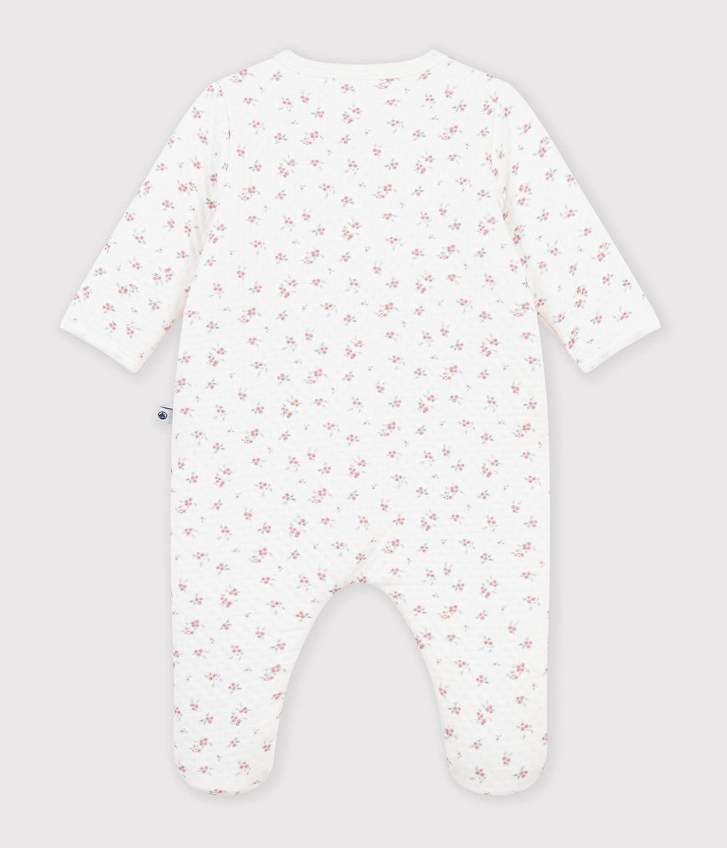pyjama bebe en tubique imprime a fleurs blanc