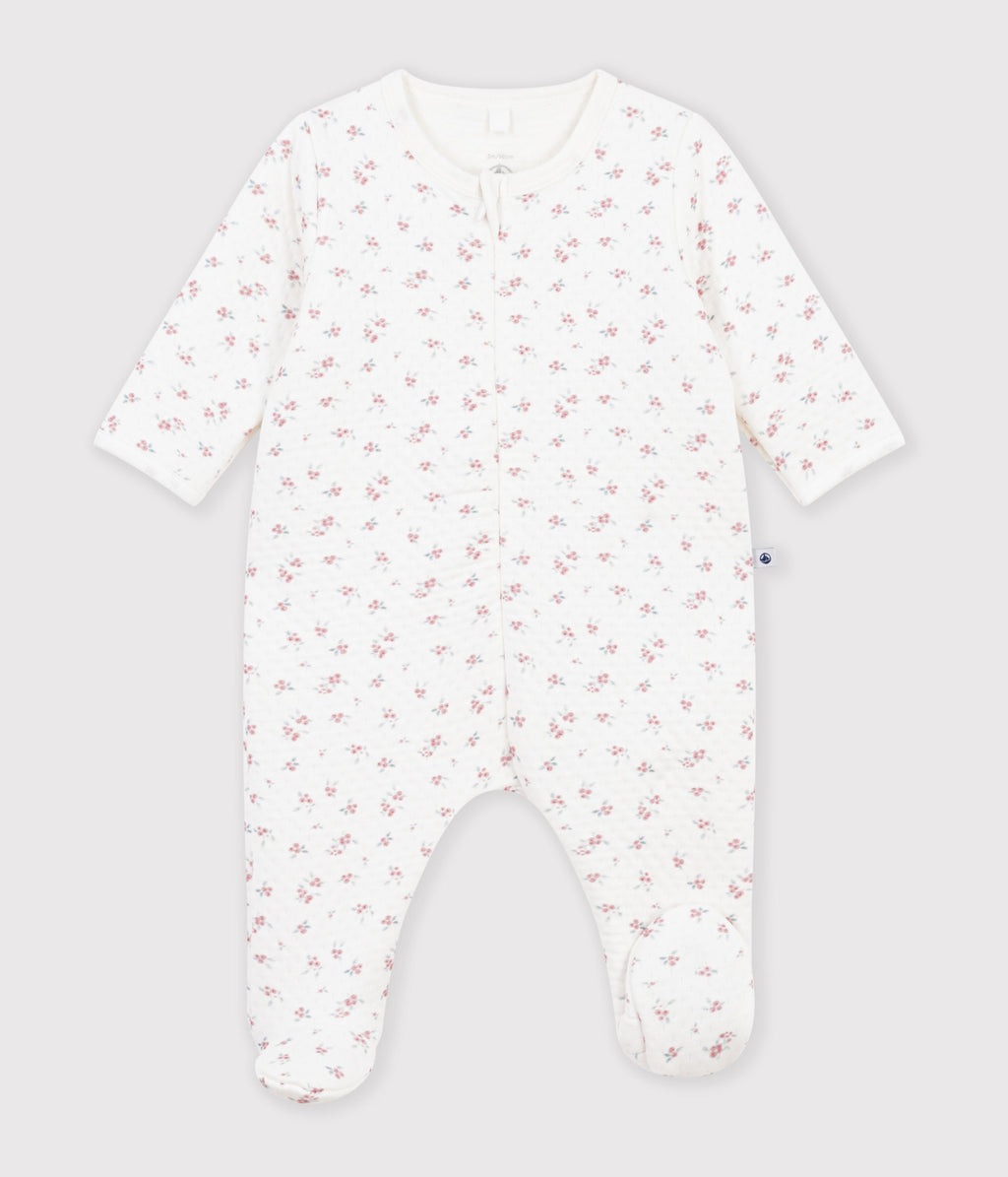 pyjama bebe en tubique imprime a fleurs blanc