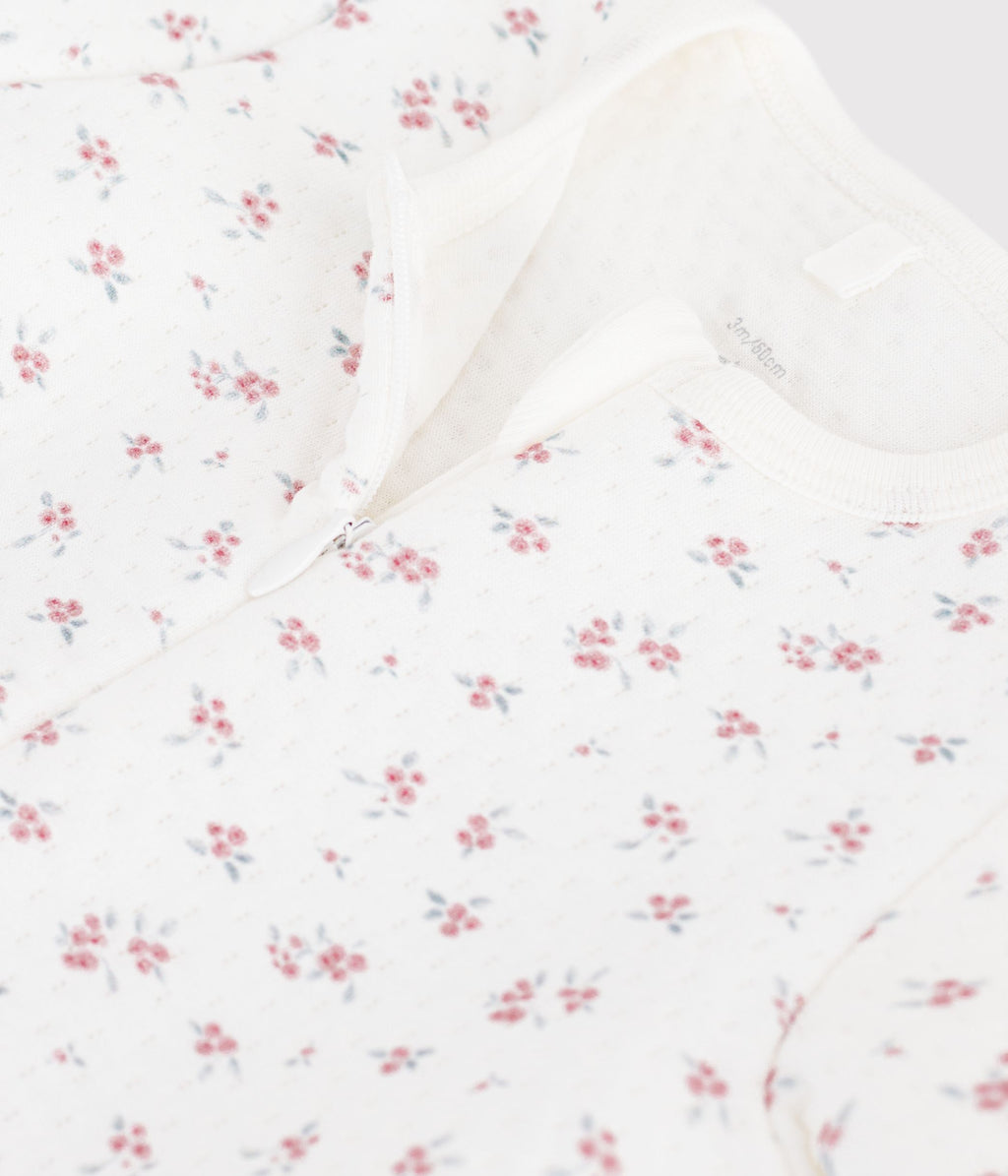 pyjama bebe en tubique imprime a fleurs blanc