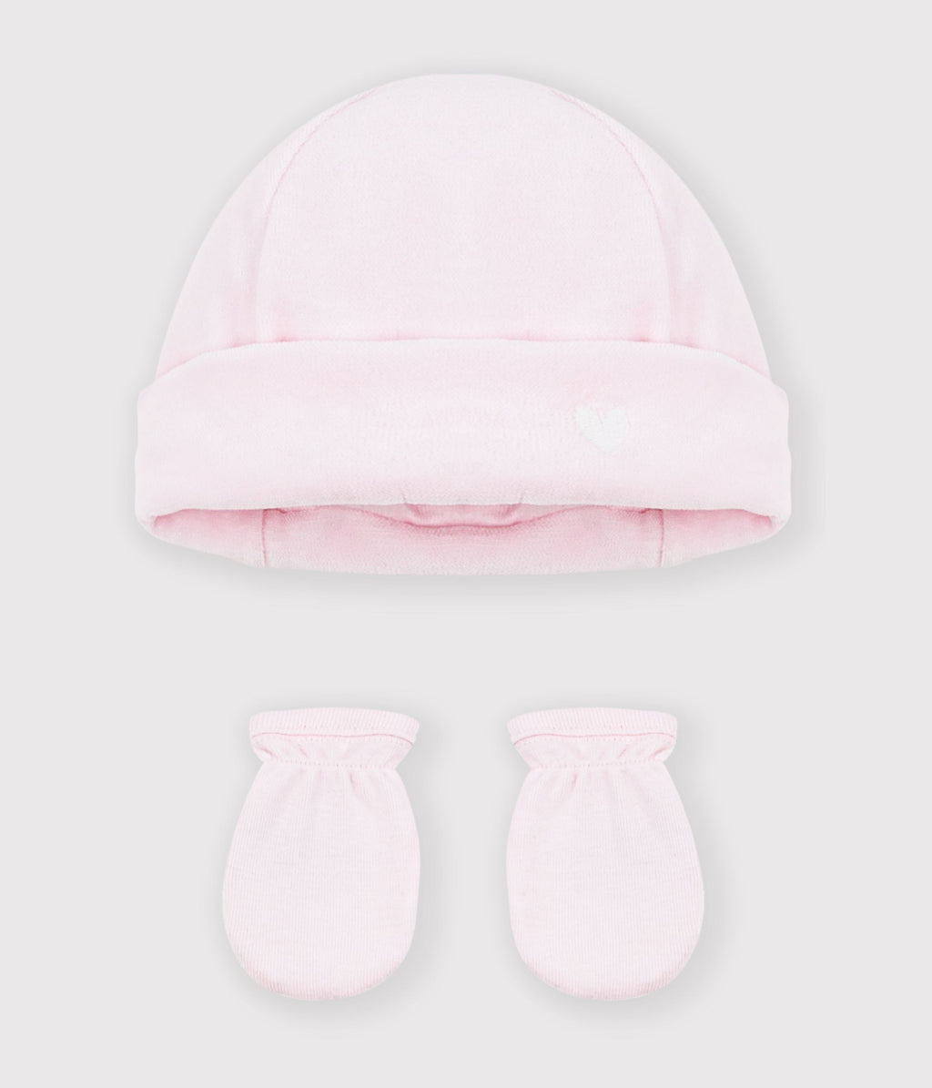 lot de bonnet et moufles bebe uni multicouleur
