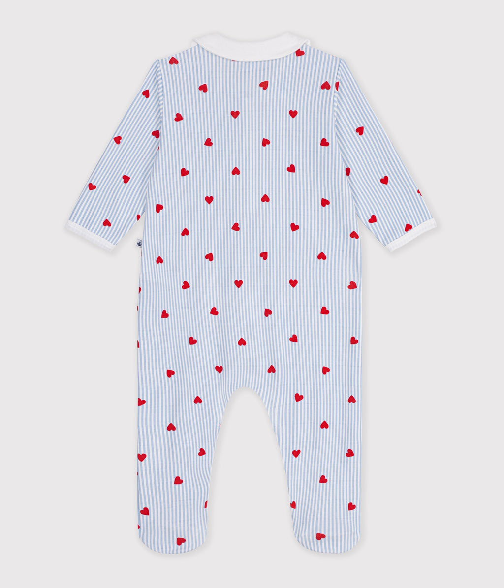 pyjama bebe en coton avec col imprime coeurs