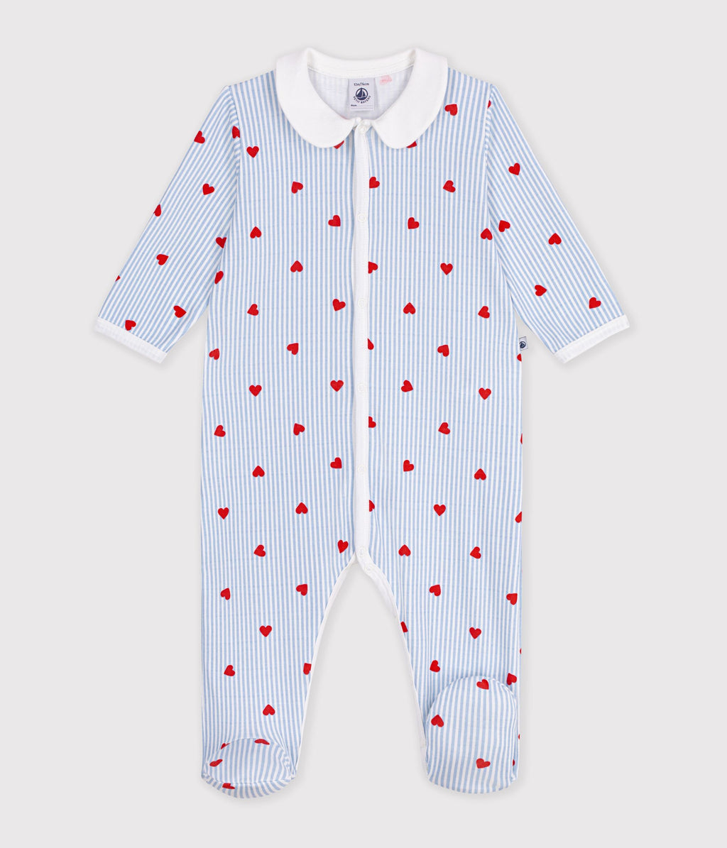 pyjama bebe en coton avec col imprime coeurs