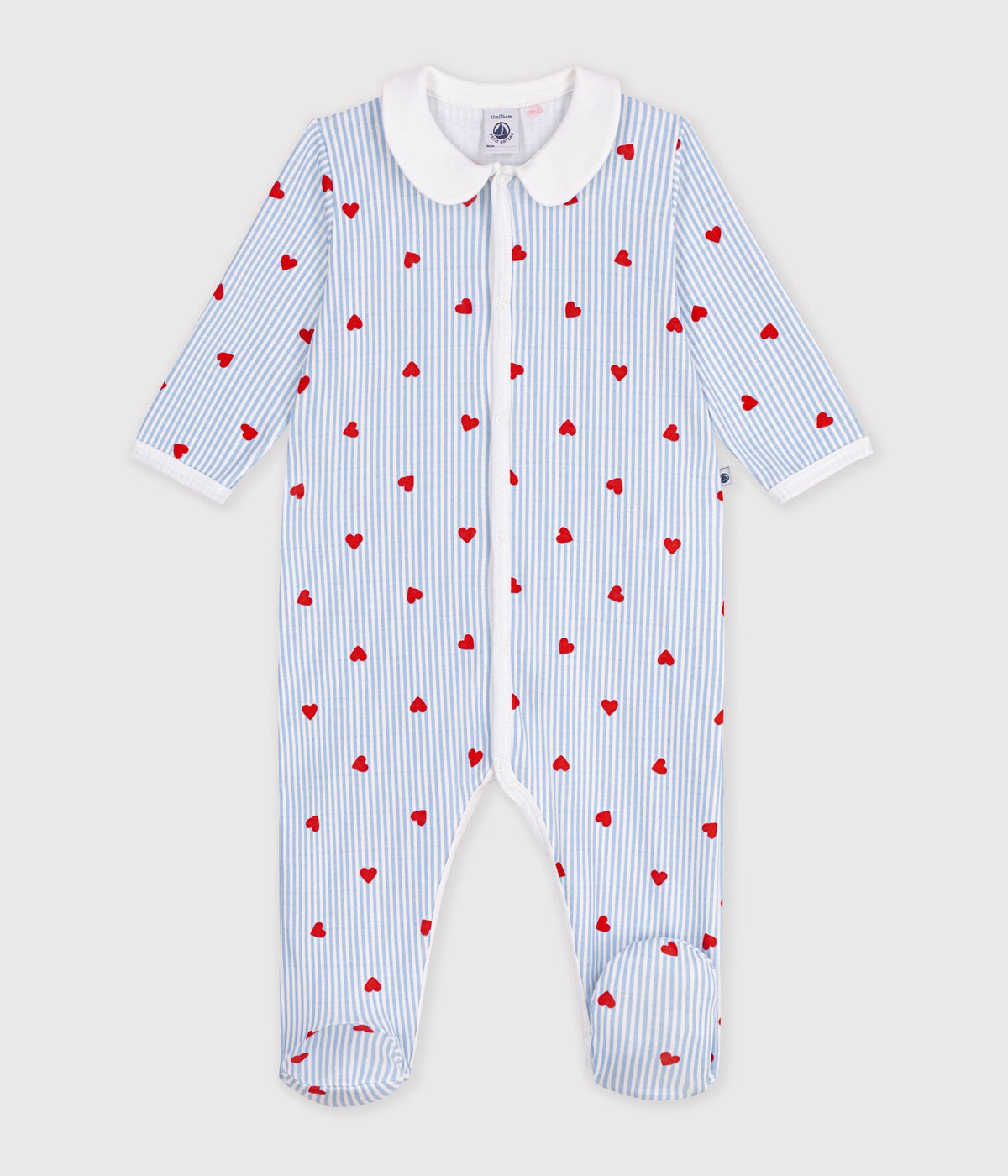 pyjama bebe en coton avec col imprime coeurs
