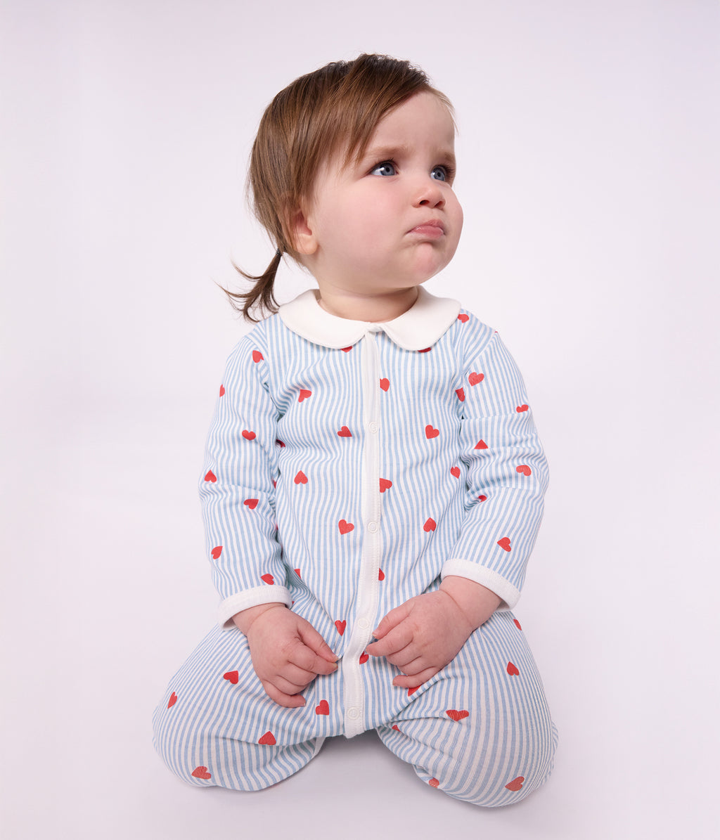 pyjama bebe en coton avec col imprime coeurs
