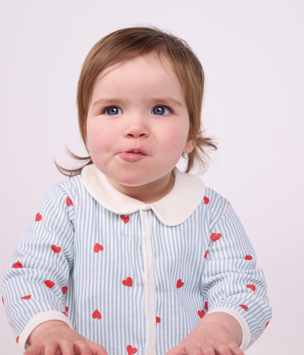 pyjama bebe en coton avec col imprime coeurs