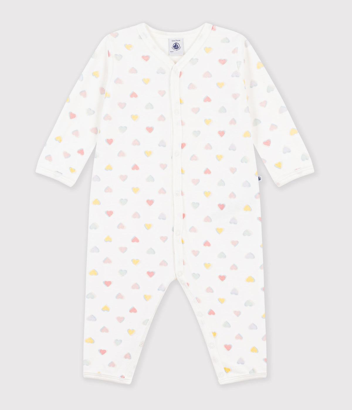 pyjama bebe en velours sans pieds imprime coeurs