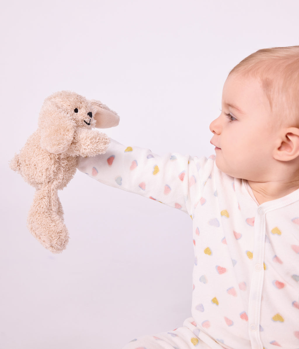 pyjama bebe en velours sans pieds imprime coeurs