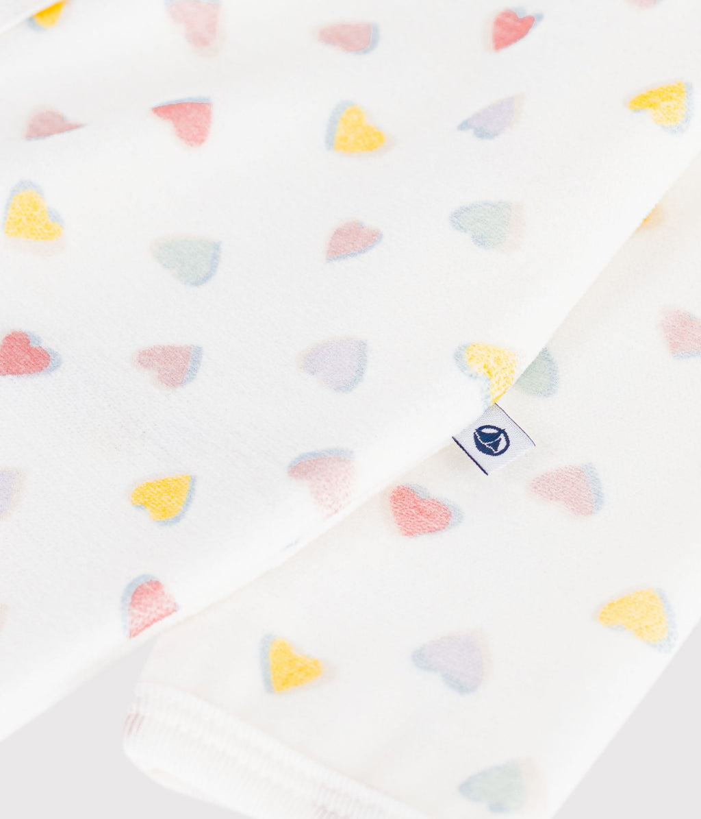 pyjama bebe en velours sans pieds imprime coeurs