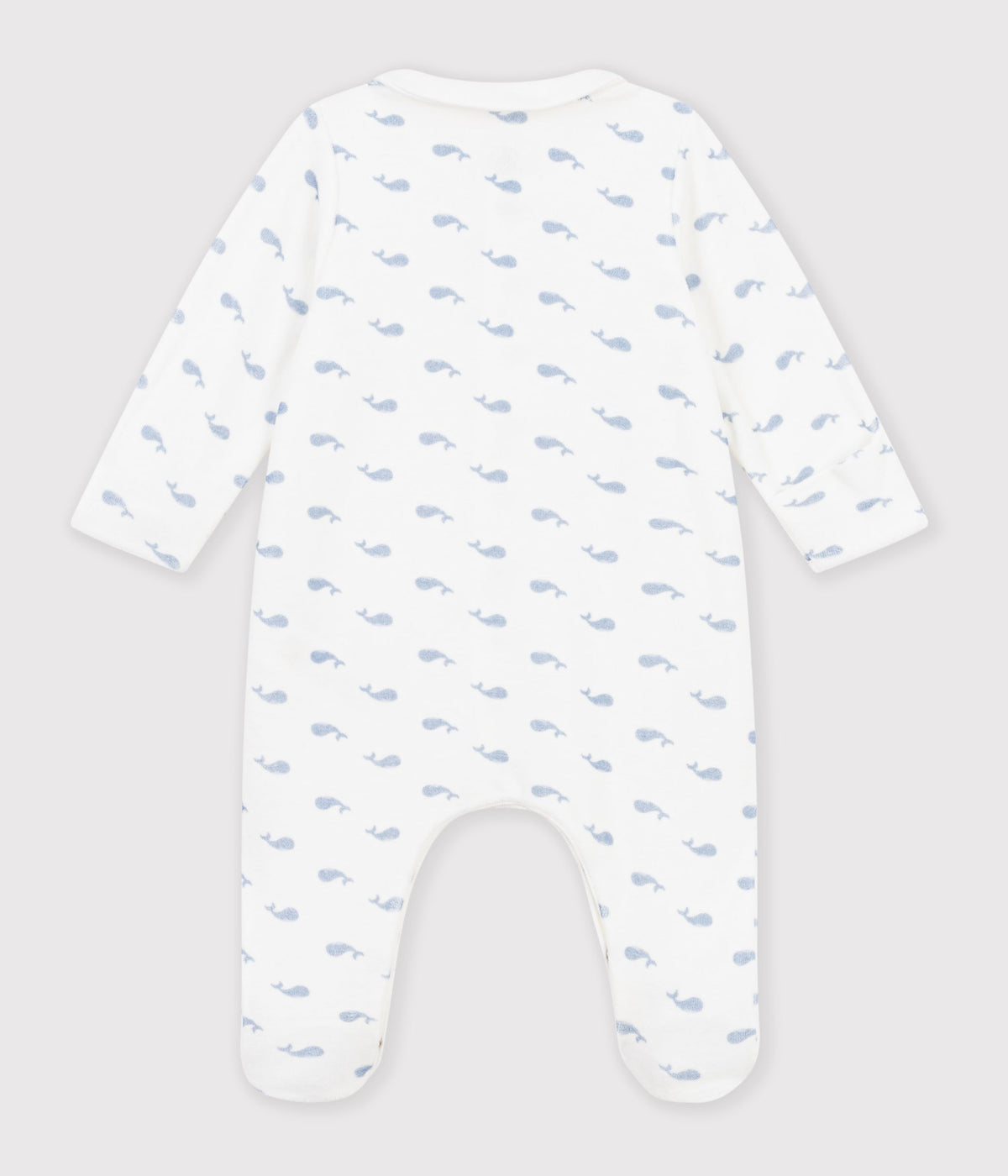 pyjama bebe en velours avec col imprime baleine