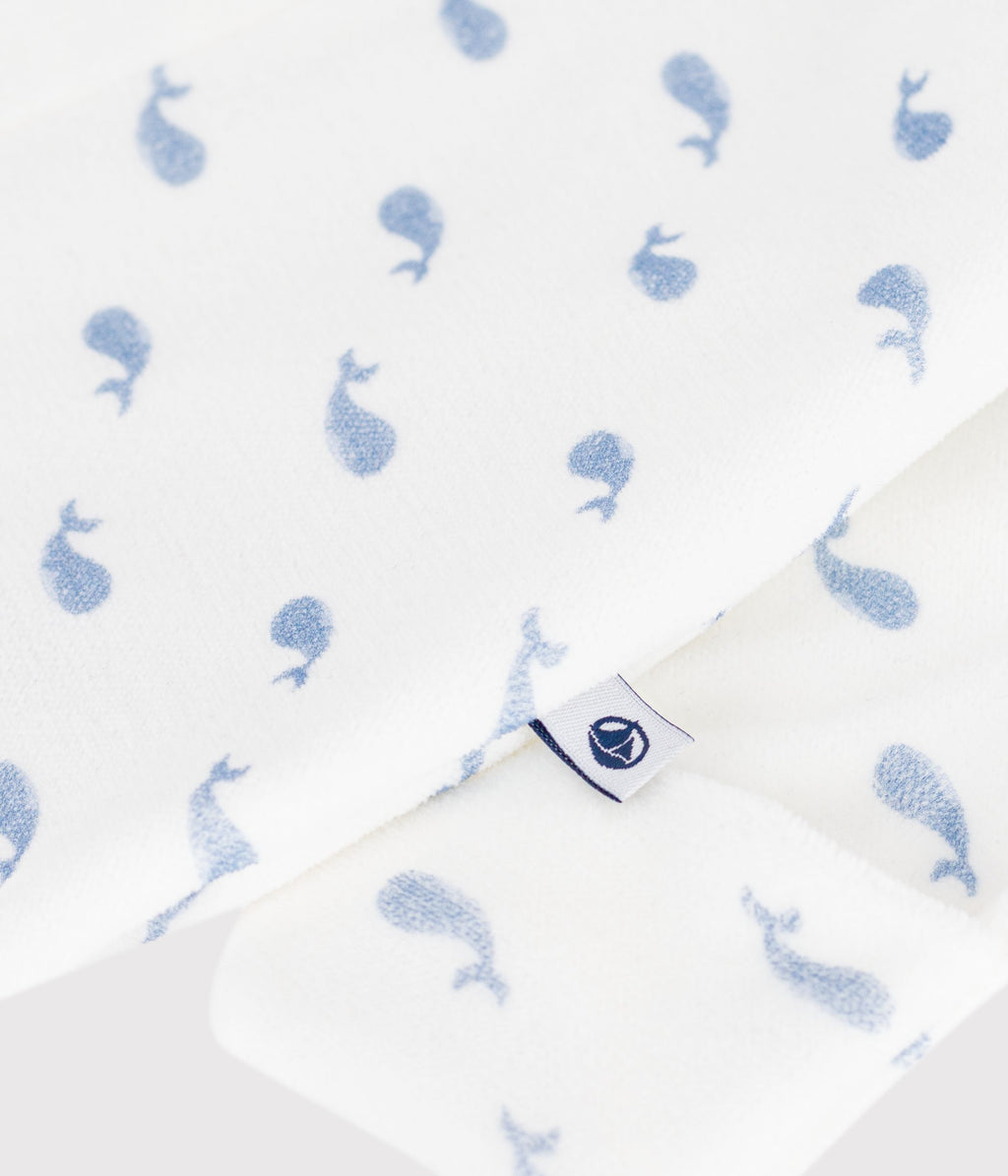 pyjama bebe en velours avec col imprime baleine