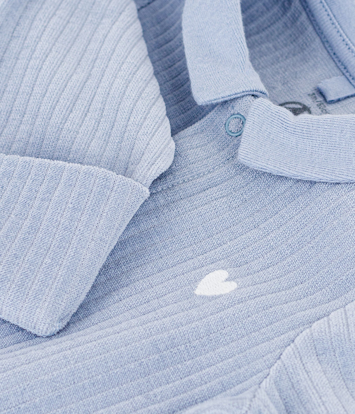 pyjama bebe en velours avec col uni bleu clair