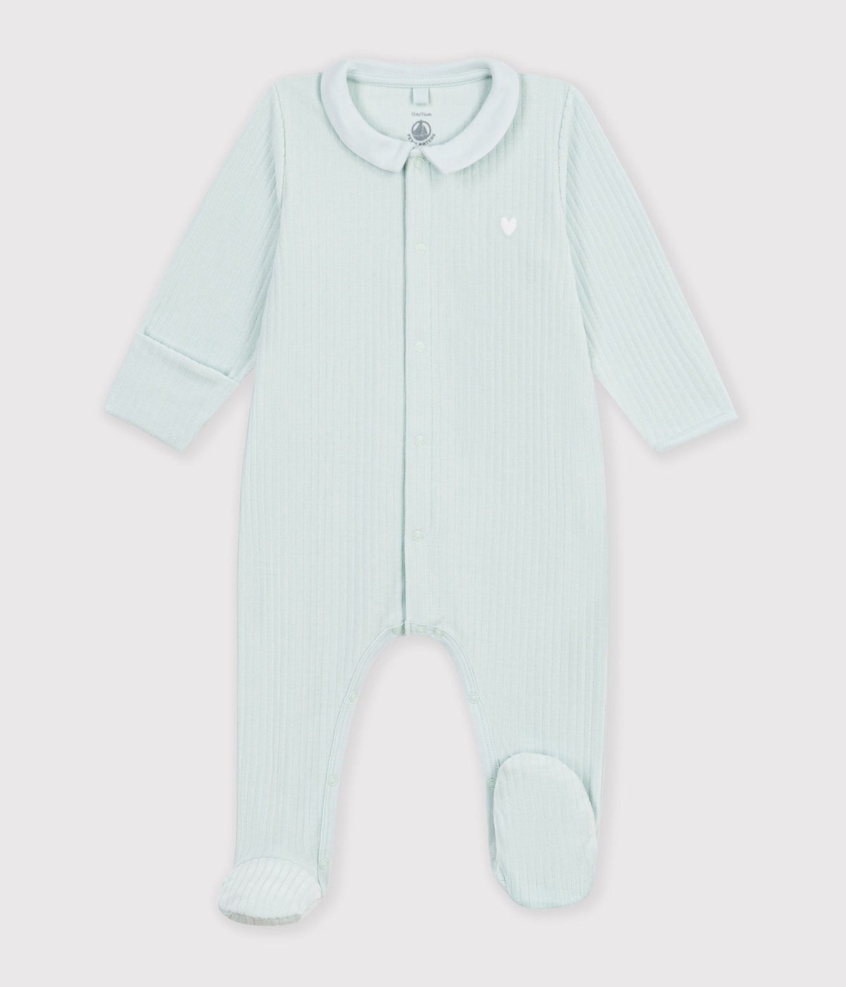 pyjama bebe en velours avec col uni vert clair