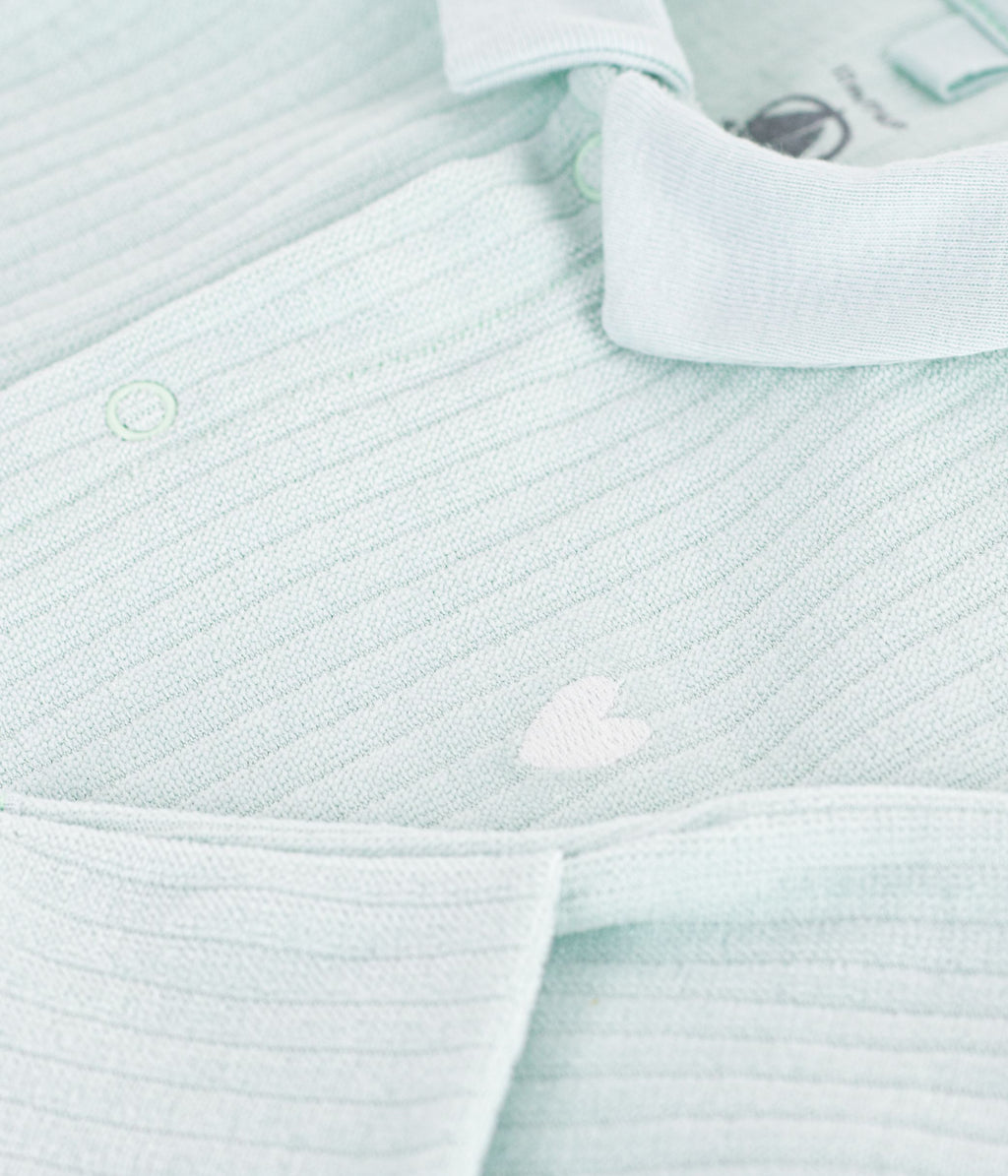 pyjama bebe en velours avec col uni vert clair