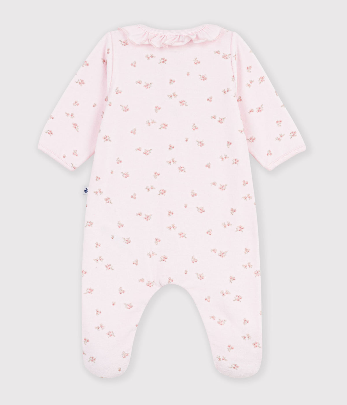 pyjama bebe en velours avec col imprime a fleurs rose