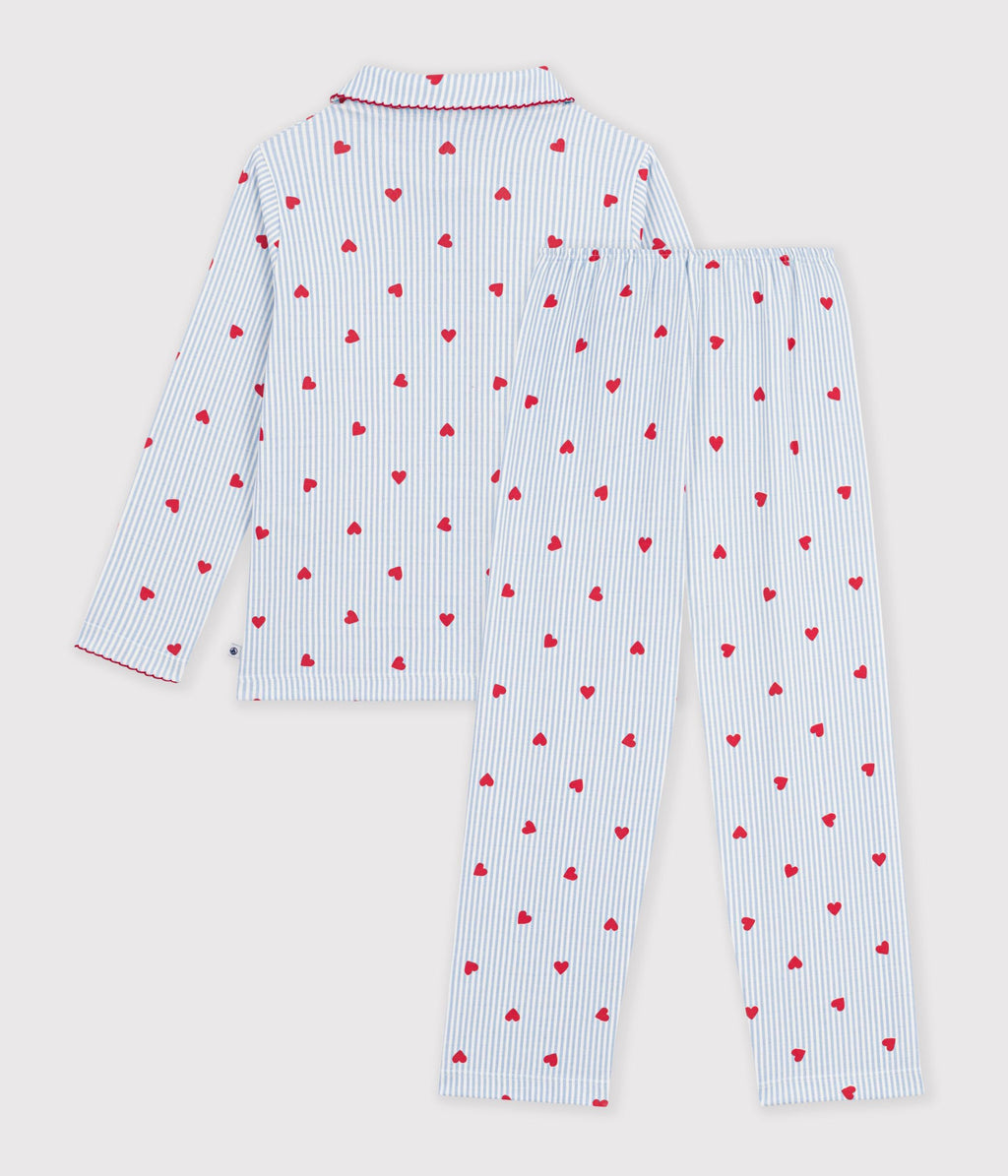 pyjama boutonne enfant en coton a coeurs