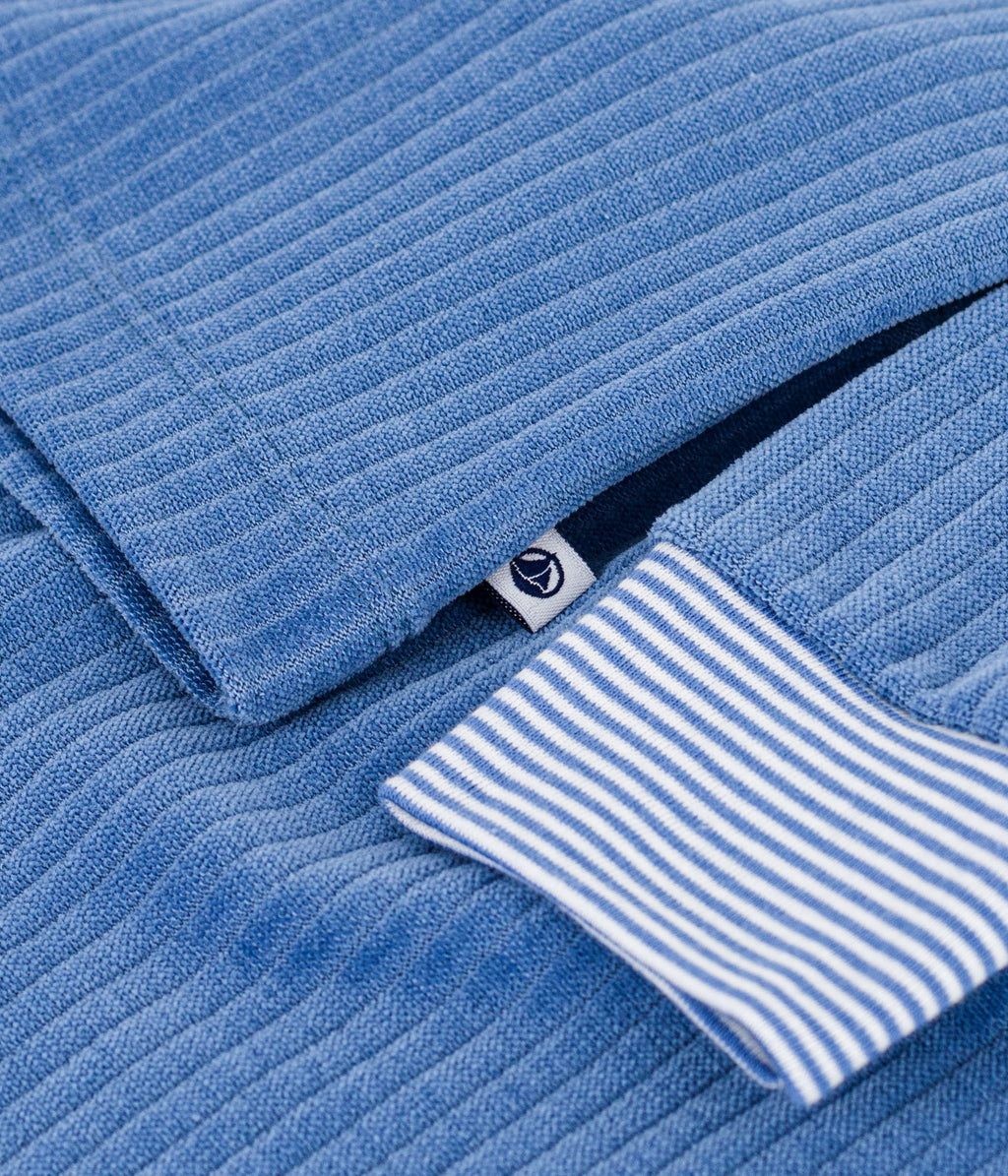 pyjama enfant en velours cotele uni bleu