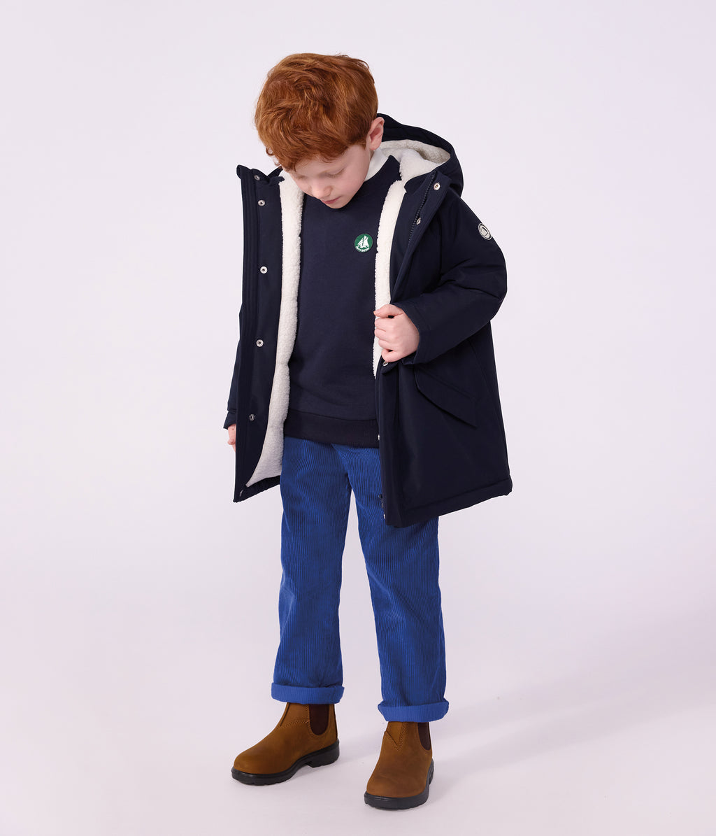parka enfant mi longue unie bleu marine
