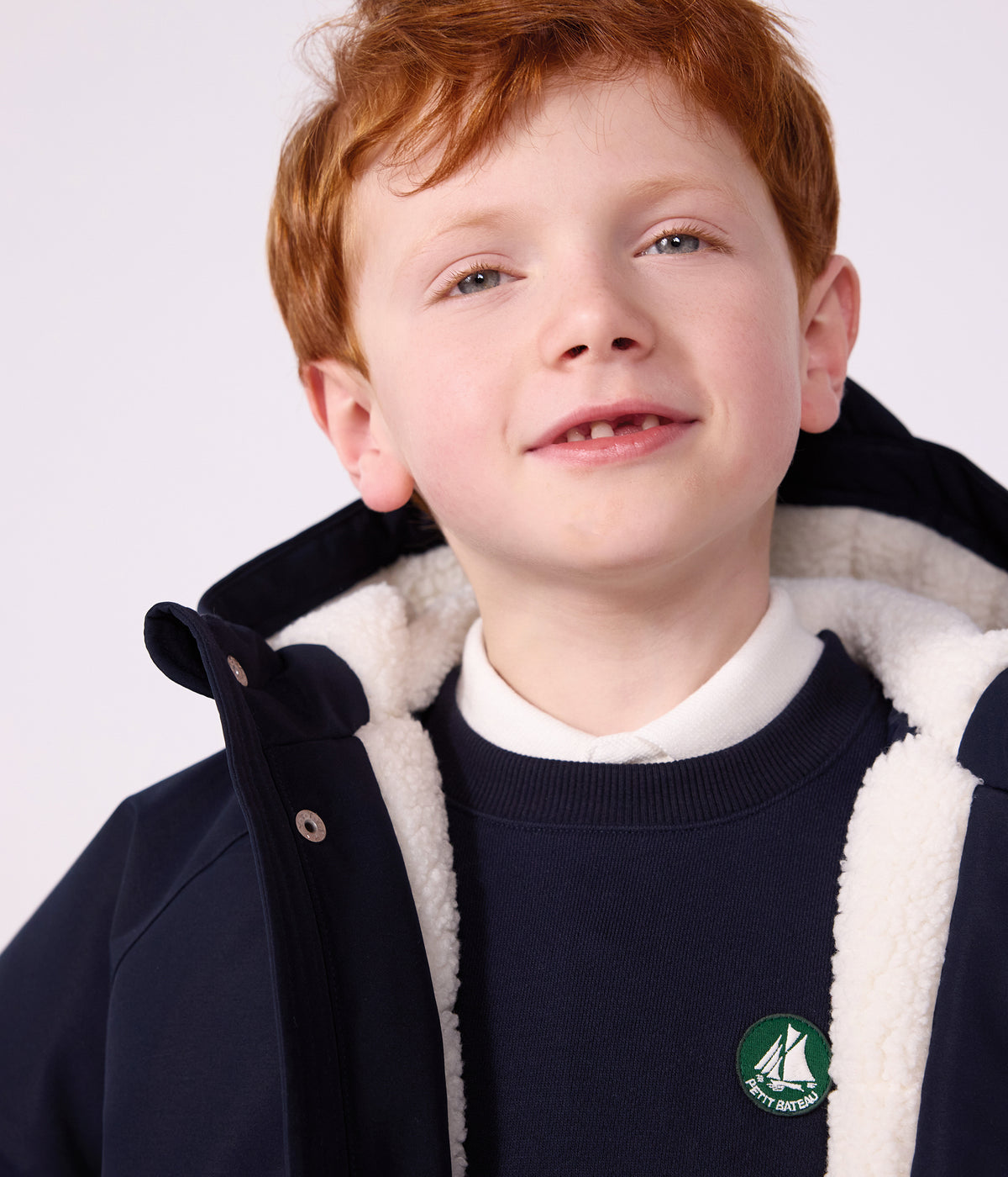 parka enfant mi longue unie bleu marine