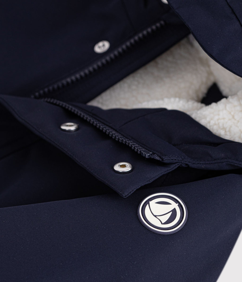 parka enfant mi longue unie bleu marine