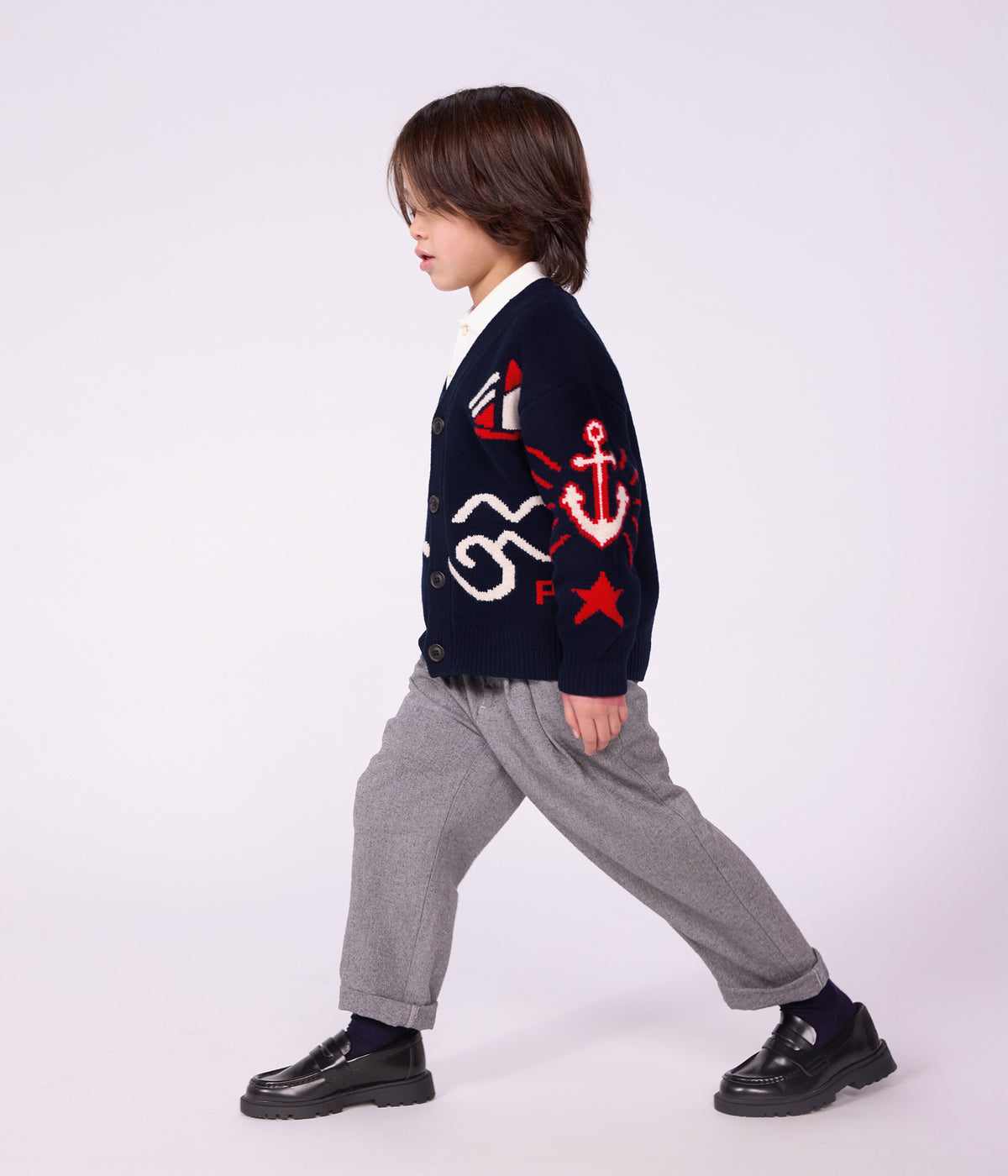 pantalon a pinces enfant en flanelle de coton