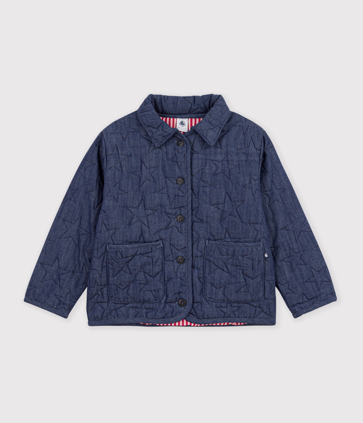veste enfant en denim uni motif etoiles