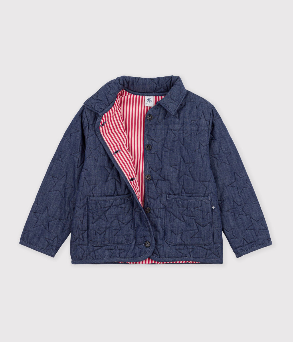 veste enfant en denim uni motif etoiles