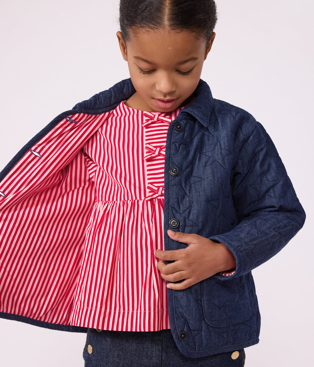 veste enfant en denim uni motif etoiles