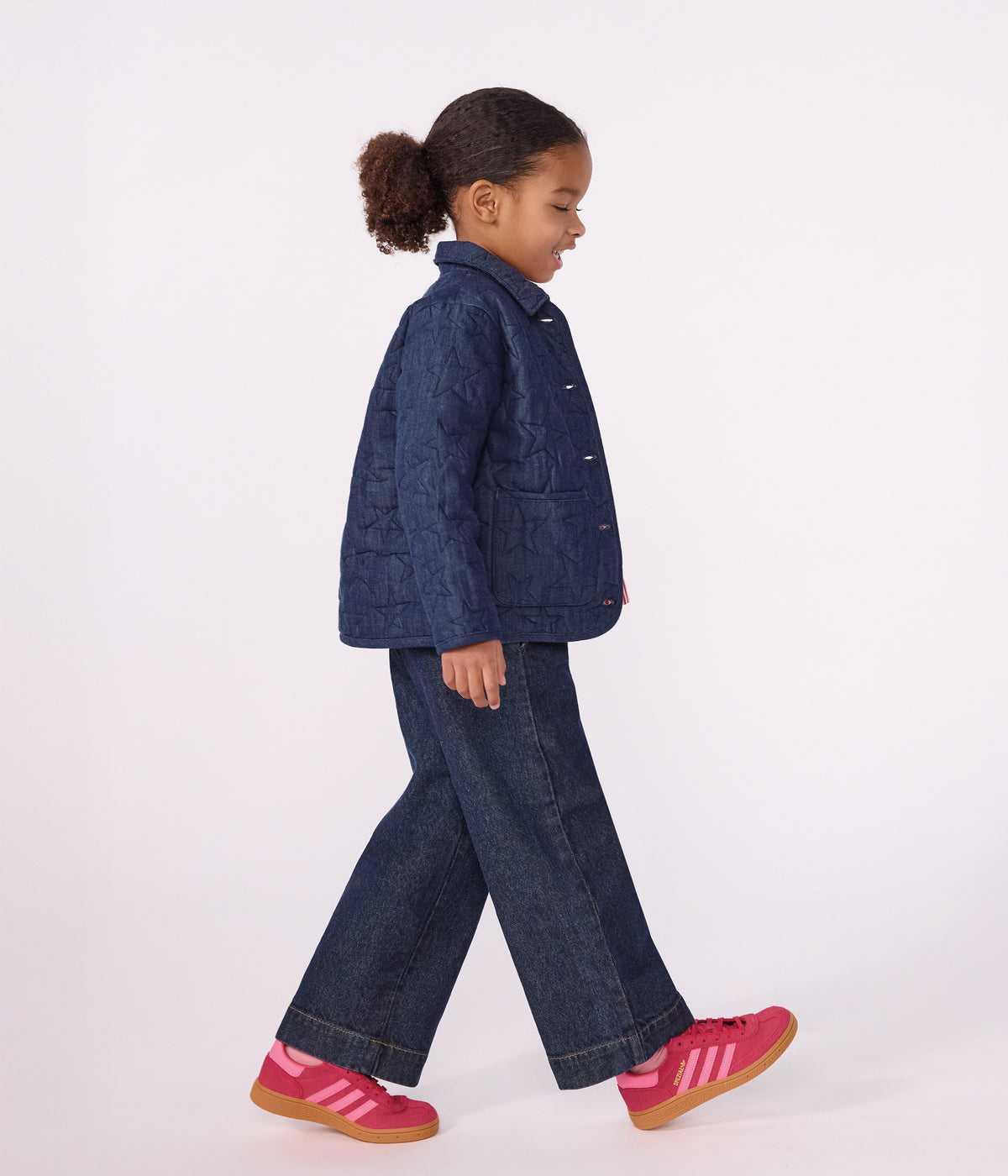 veste enfant en denim uni motif etoiles
