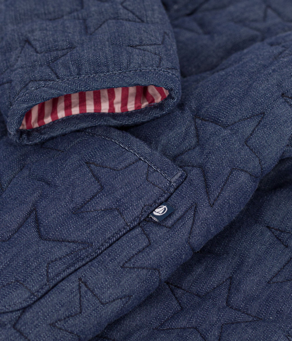 veste enfant en denim uni motif etoiles