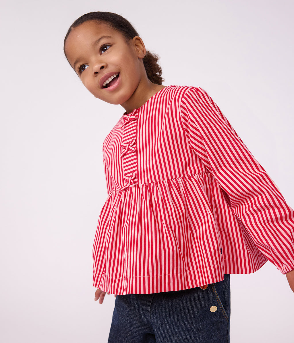 blouse enfant en coton manches longues a rayures