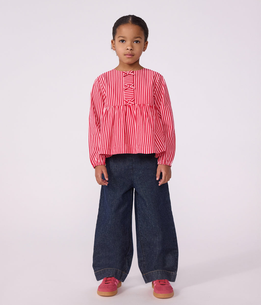blouse enfant en coton manches longues a rayures