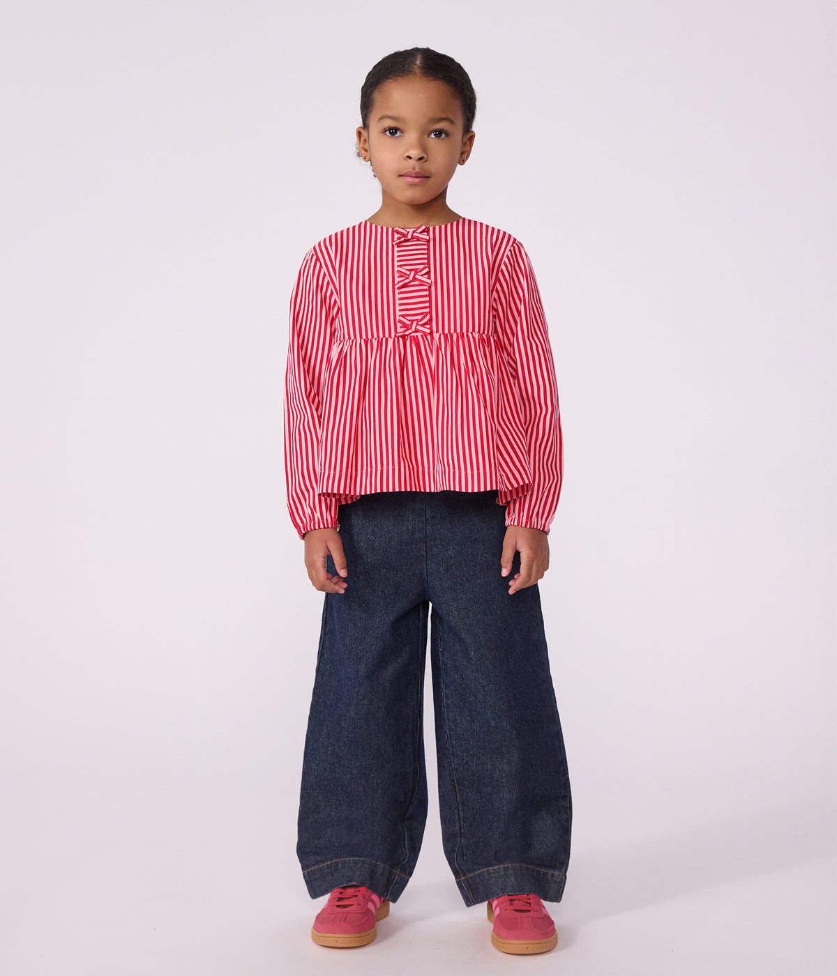 blouse enfant en coton manches longues a rayures