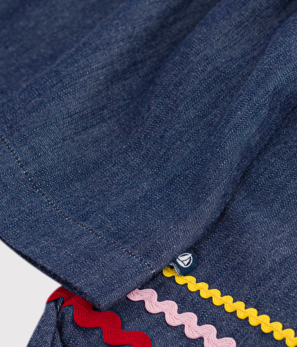 blouse enfant en denim manches longues unie