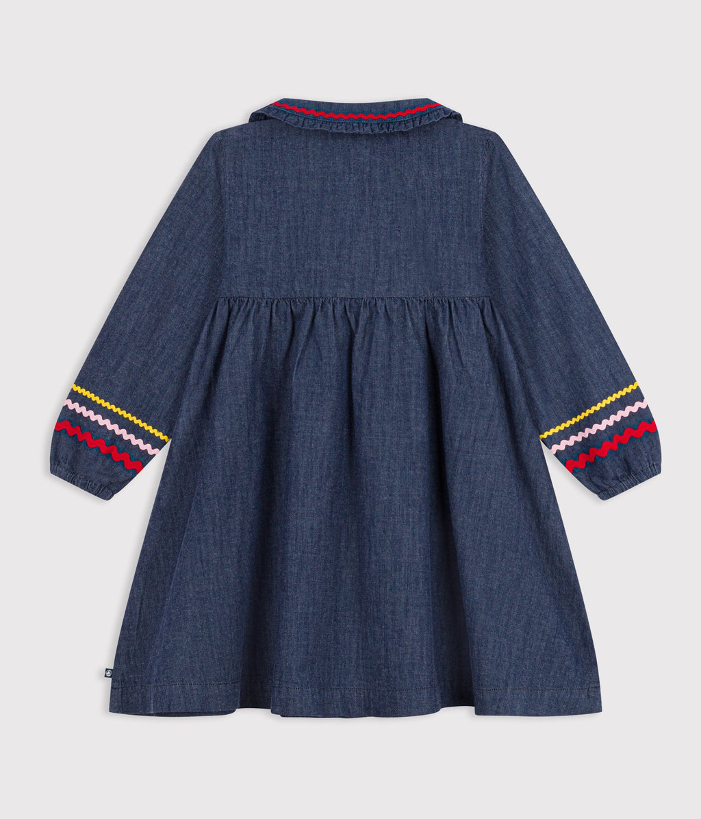 robe enfant en denim manches longue unie